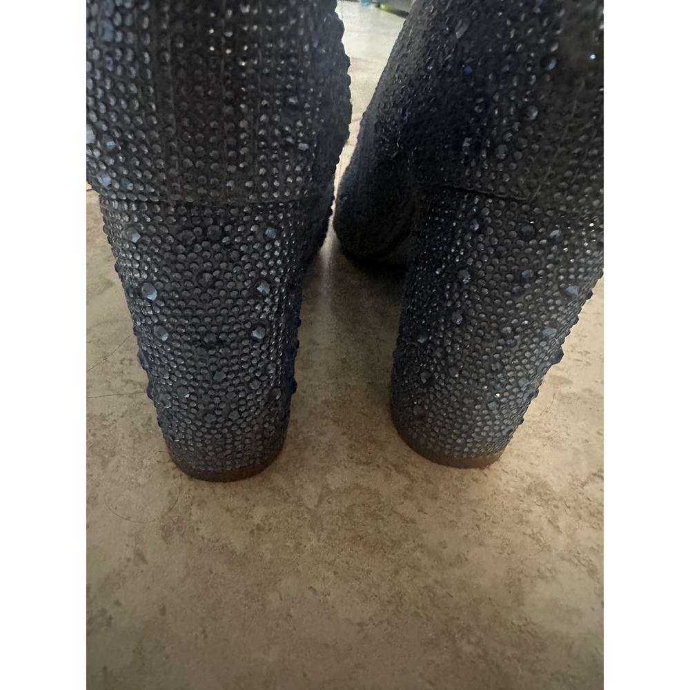 Betsey‎ Johnson Cady Rhinestone Blue Ankle Boots Block Heel Pointed Toe Size 8 - Picture 6 of 9